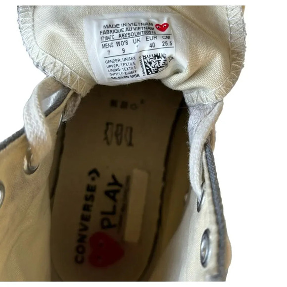 Comme des Garcons Play x Converse Chuck Taylor Sneakers Men Size 7 Women Size 9 - Picture 8 of 8
